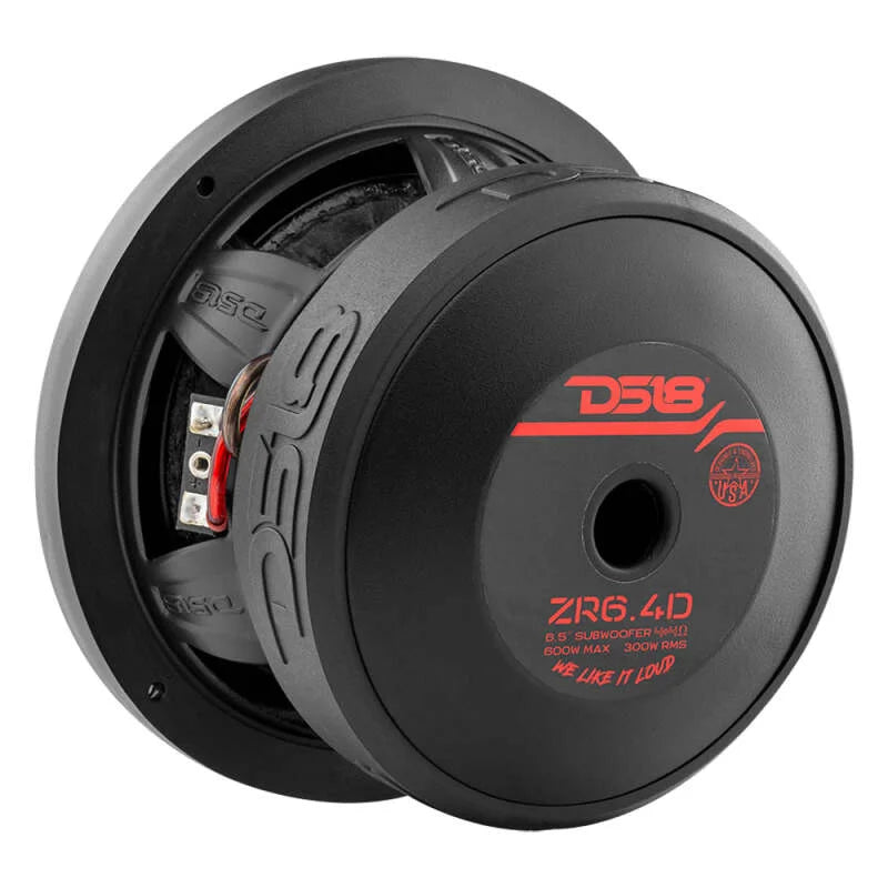 DS18 6.5in 300 Watts RMS 4 ohm DVC ZR Subwoofer - Side View