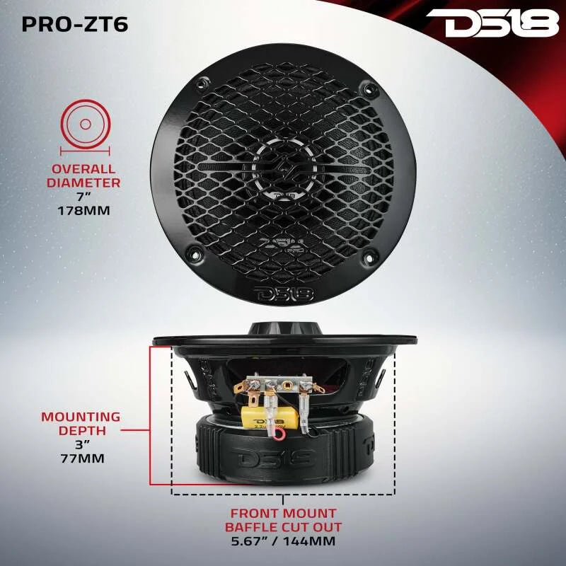 DS18 6.5in Coaxial Loudspeaker 225 Watts RMS 4 ohm Mid-Range Water Resistant Cone - Additional View 6