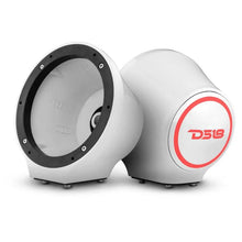 Load image into Gallery viewer, DS18 6.5in Marine And Powersports Universal Flat Mount Speaker Pod RGB LED Lights- White