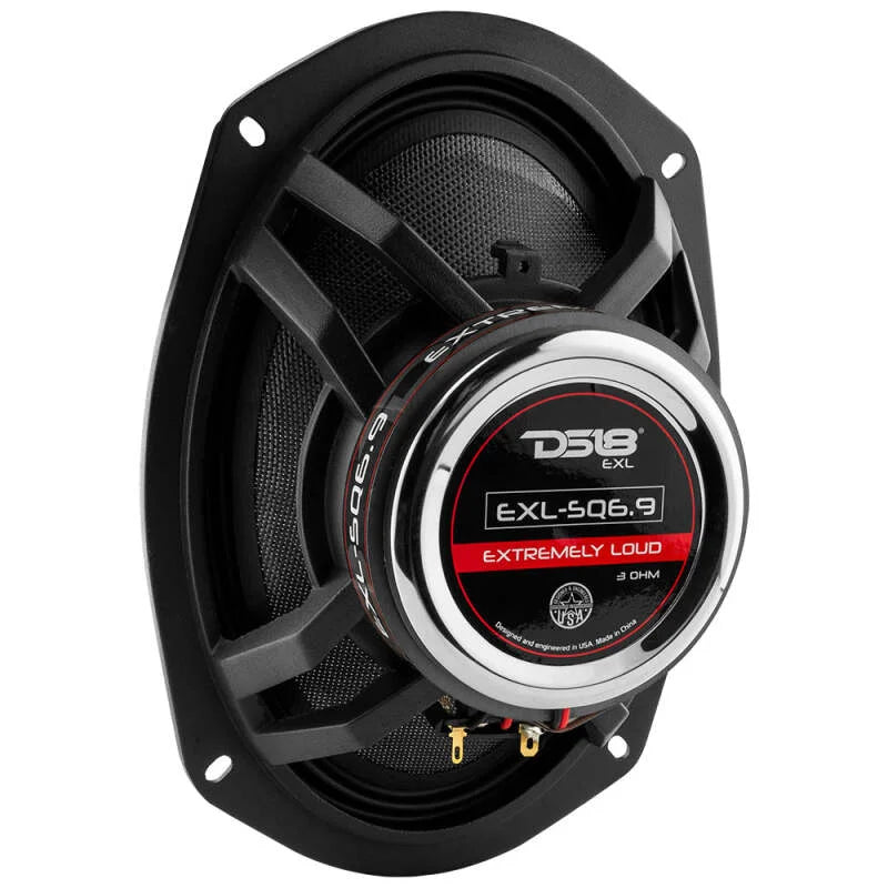 DS18 6x9in 160 Watts RMS 3 ohm 2-Way Coaxial Speakers And Component System w/ Fiberglass Cone - Back View