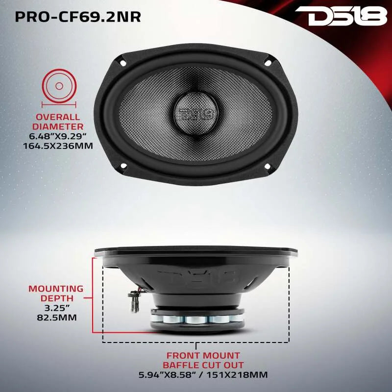 DS18 6x9in 300 Watts RMS 2 ohm Mid-Bass Loudspeaker Neodymium - Back View