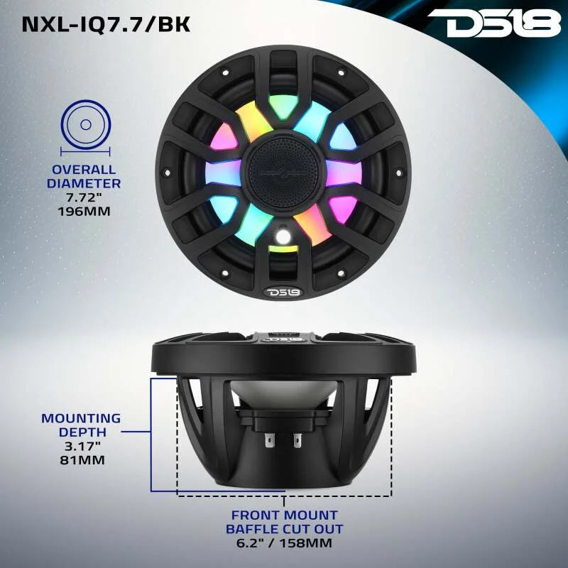 DS18 7.7in 2-Way 175 Watts RMS 4ohm Dgtl LED Lights Bullet Tweeter Cvrs Incl Blk Built-in Deck Light - Additional View 8