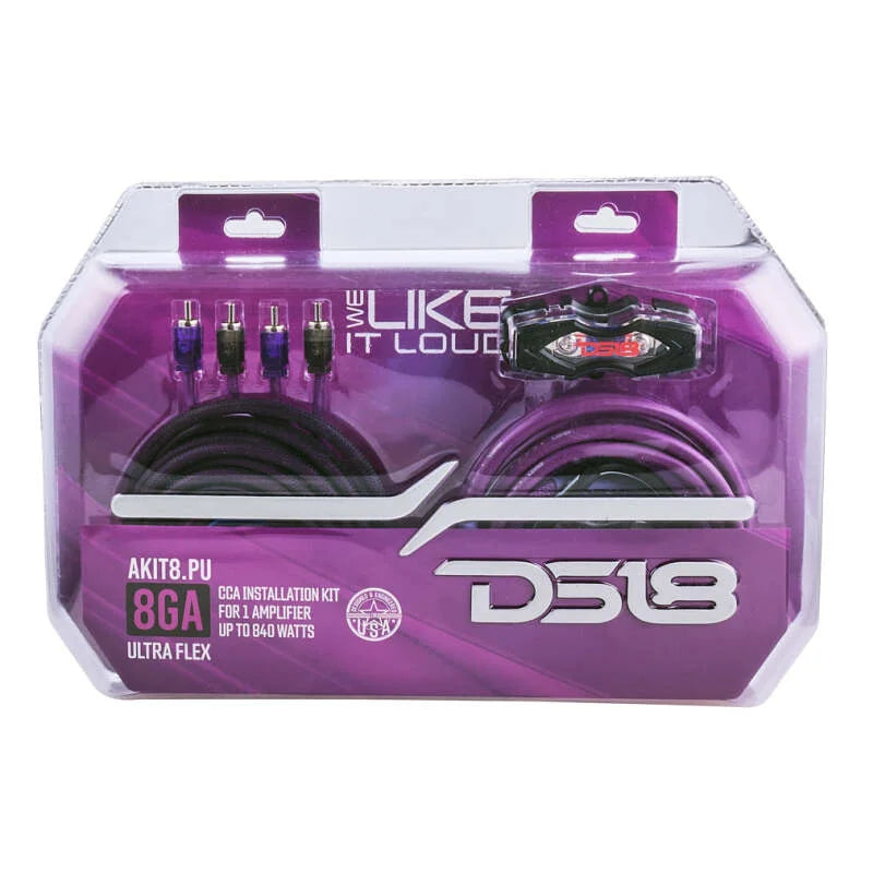 DS18 8-GA Amplifier Install Kit Advance- Purple - Installation View