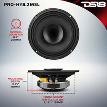 Load image into Gallery viewer, DS18 8in 200 Watts RMS 2 ohm Mid-Range Loudspeaker Shallow Grill Included - Additional View 7