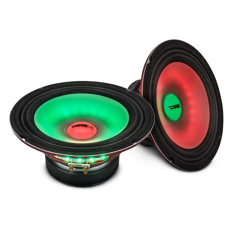 DS18 8in 275 Watts RMS 4 ohm Mid Range Loudspeaker w/ Translucent Dust Cap and Cone w/RGB LED Lights - Main Product View