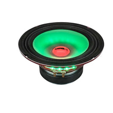 Load image into Gallery viewer, DS18 8in 275 Watts RMS 4 ohm Mid Range Loudspeaker w/ Translucent Dust Cap and Cone w/RGB LED Lights - Side View