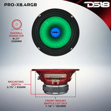 Load image into Gallery viewer, DS18 8in 275 Watts RMS 4 ohm Mid Range Loudspeaker w/ Translucent Dust Cap and Cone w/RGB LED Lights - Additional View 9