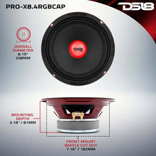 Load image into Gallery viewer, DS18 8in 275 Watts RMS 4 ohm Mid-Range Loudspeaker w/ RGB Dust Cap - Installation View