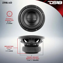 Load image into Gallery viewer, DS18 8in 450 Watts RMS 4 ohm DVC ZR Subwoofer - Additional View 5