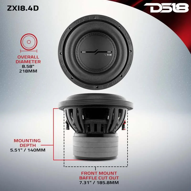 DS18 8in 600 Watts RMS 4 ohm DVC High Excursion Subwoofer - Additional View 6