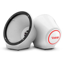 Load image into Gallery viewer, DS18 8in Marine And Powersports Universal Flat Mount Speaker Pod RGB LED Lights- White