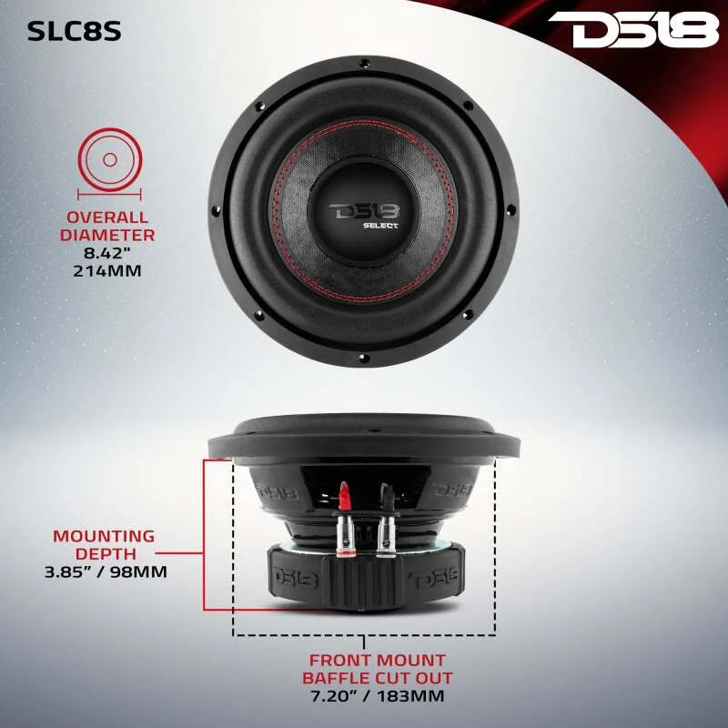DS18 8in Select Subwoofer 200 Watts RMS 4 ohm SVC - Additional View 7