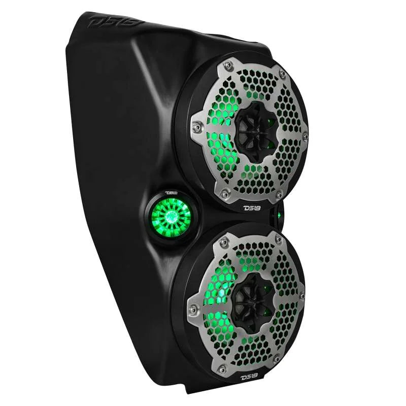 DS18 Center Console Enclosure 2x 6in & 2x 2.28in Speakers (Not Included) fits 2015+ Polaris Slingshot - Side View