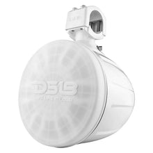 Load image into Gallery viewer, DS18 Compact Pro Towers 8in 250 Watts RMS RGB LED Lights PRO-HY8.4B Included Cover Included White - Side View