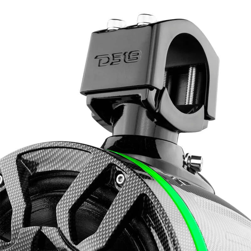 DS18 Compact Pro Towers 8in 250 Watts RMS RGB LEDs PRO-HY8.4B Included Cover Incl Black Crbn Fiber - Side View