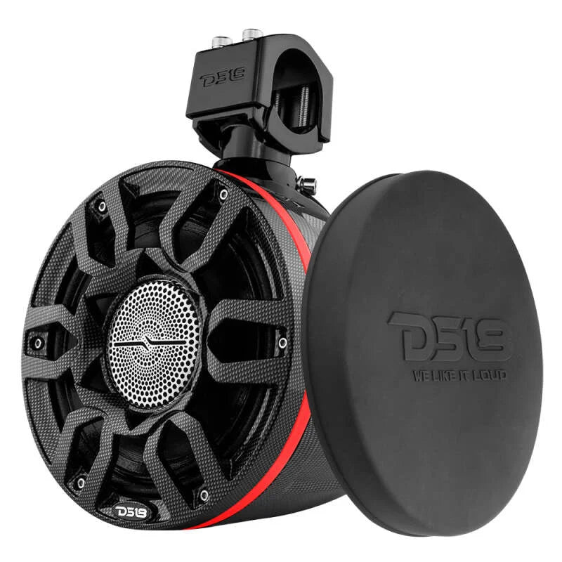 DS18 Compact Pro Towers 8in 250 Watts RMS RGB LEDs PRO-HY8.4B Included Cover Incl Black Crbn Fiber - Additional View 6