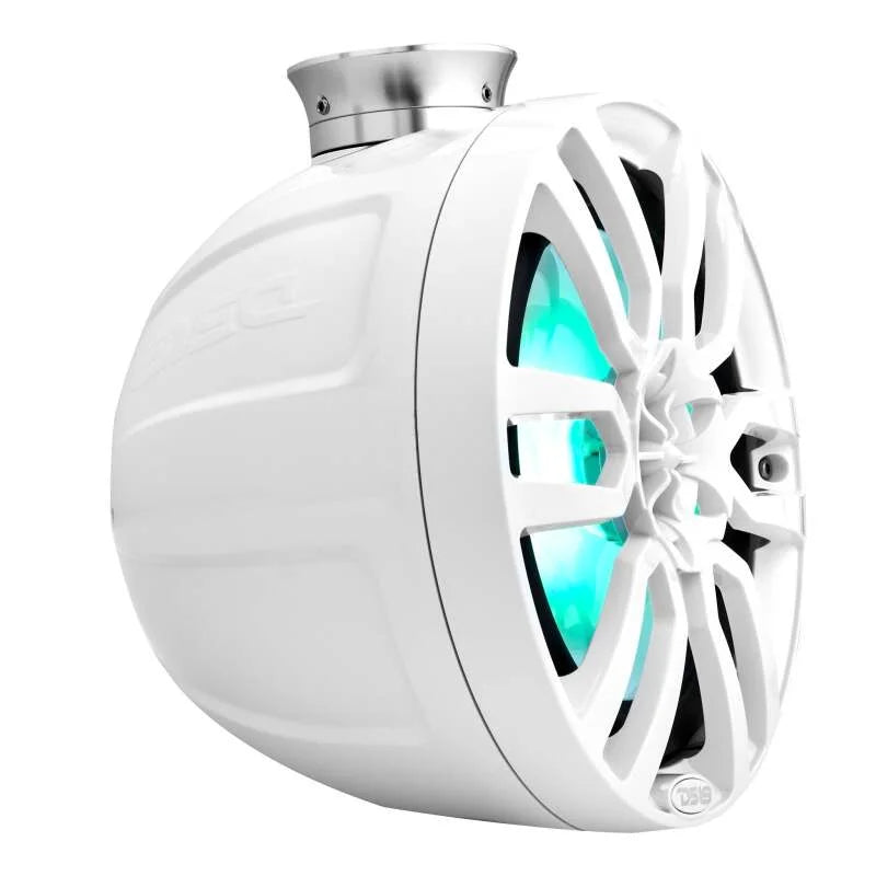 DS18 Compact Towers With Flat And Pole Mounts 8in 125 Watts RMS RGB LED Lights White - Installation View