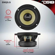 Load image into Gallery viewer, DS18 Deluxe Quality 3.5in Speaker 60 Watts RMS 4 ohm Yellow Straw + Composite Foam Cone Full Range - Side View