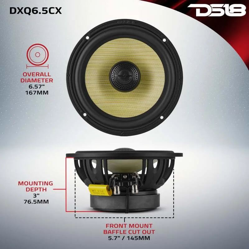 DS18 Deluxe Quality 6.5in Coaxial 150 Watts RMS 4 ohm Yellow Straw + Composite Foam Cone - Additional View 7