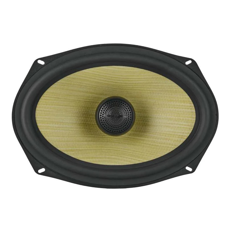 DS18 Deluxe Quality 6x9in Coaxial 150 Watts RMS 4 ohm Yellow Straw + Composite Foam Cone - Back View