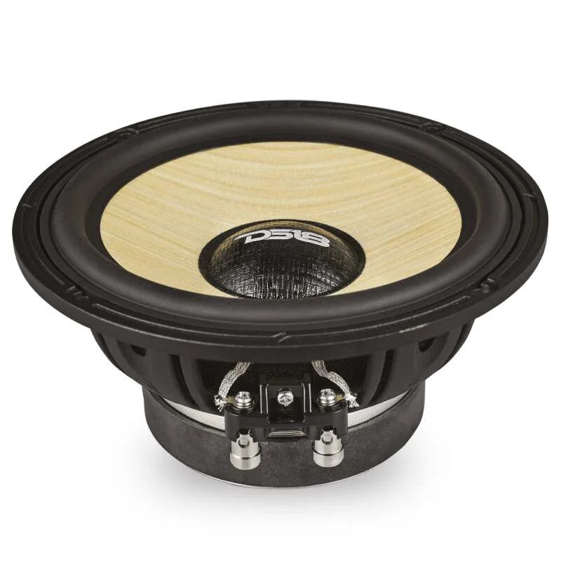 DS18 Dlx Quality 6.5in + 3.5in + 2in 3-Way 150 Watts RMS 4 ohm Yellow Straw + Composite Foam Cone - Side View