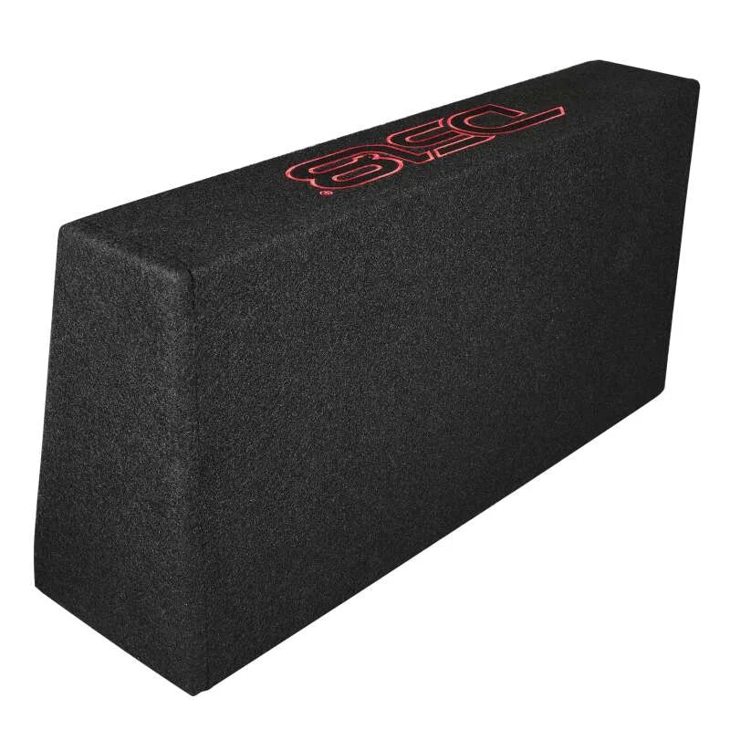 DS18 Dual 10in Shallow Enclosure w/ Subwoofer 350 Watts RMS Sealed Black Carpet Amplified - Side View
