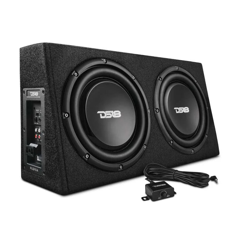 DS18 Dual 10in Shallow Enclosure w/ Subwoofer 350 Watts RMS Sealed Black Carpet Amplified - Additional View 6