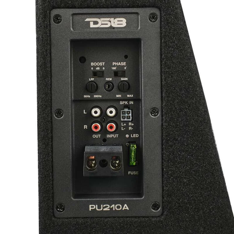 DS18 Dual 10in Shallow Enclosure w/ Subwoofer 350 Watts RMS Sealed Black Carpet Amplified - Additional View 7