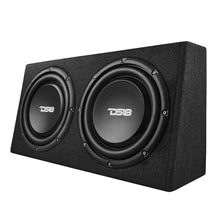 Load image into Gallery viewer, DS18 Dual 10in Shallow Enclosure w/ Subwoofer 350 Watts RMS Sealed Black Carpet Amplified - Additional View 9