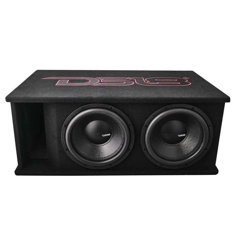 DS18 Dual 12in Loaded 1500 Watts RMS 2x ZR12.4D Ported Enclosure w/ Subwoofer - Back View