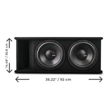 Load image into Gallery viewer, DS18 Dual 12in Loaded 1500 Watts RMS 2x ZR12.4D Ported Enclosure w/ Subwoofer - Installation View