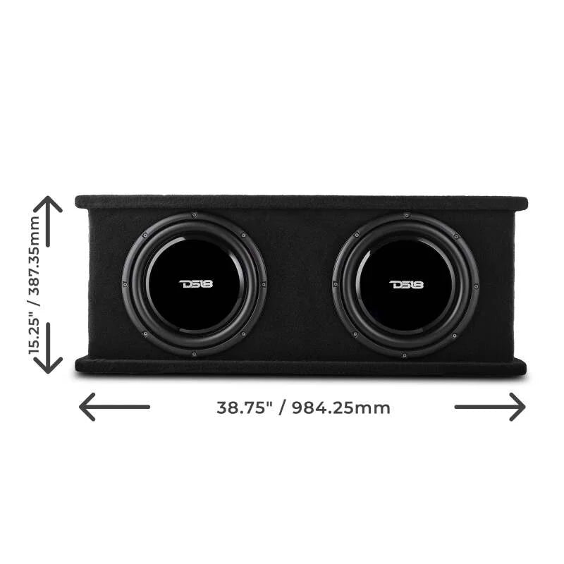 DS18 Dual 12in Shallow Subwoofer and Enclosure 700 Watts RMS Sealed Black Carpet - Additional View 7