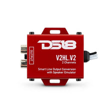 Load image into Gallery viewer, DS18 Hi/Low Converter 2-Chnl Speaker Emulator Remote Out For Adding Aftermarket Amps To Any System - Back View