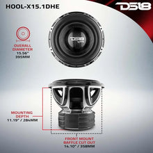 Load image into Gallery viewer, DS18 Hooligan High Excursion Subwoofer 15in 4000 Watts RMS 1 ohm DVC - Main Product View