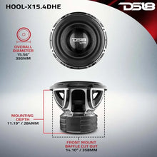 Load image into Gallery viewer, DS18 Hooligan High Excursion Subwoofer 15in 4000 Watts RMS 4 ohm DVC - Back View