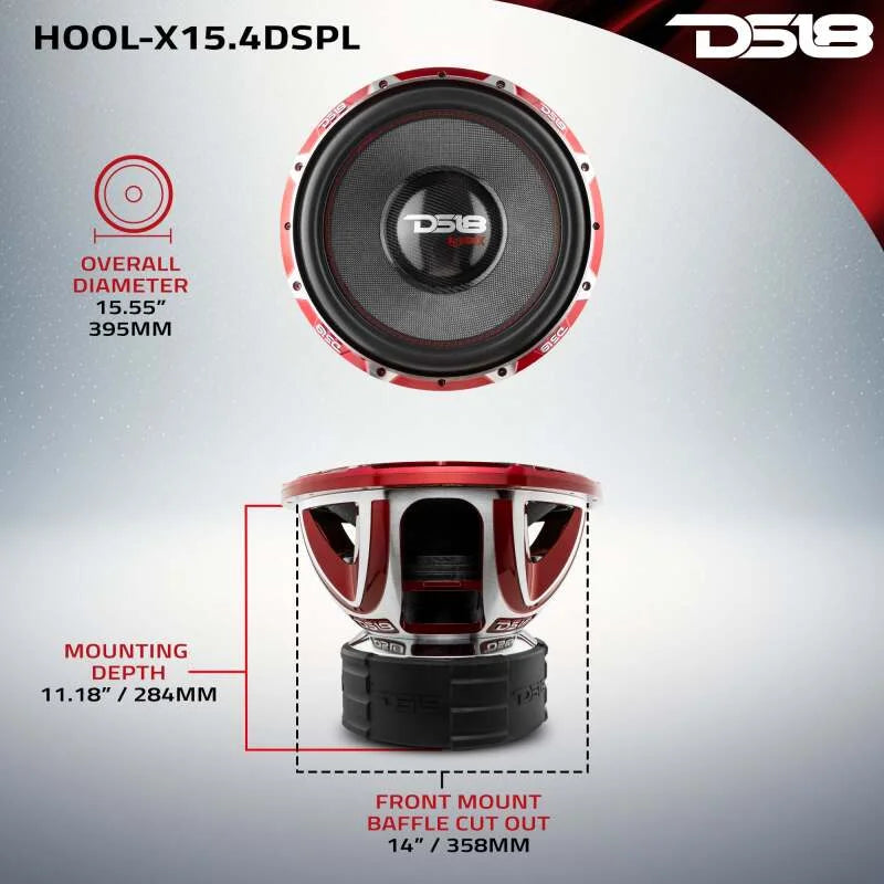 DS18 Hooligan Subwoofer 15in 4000 Watts RMS 4 ohm DVC - Installation View
