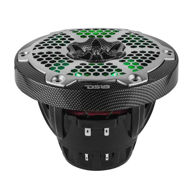 DS18 Hybrid Marine Speaker w/ Driver And RGB LED 6.5in 2-Way 250 Watts RMS 4 ohm Crbn Fiber w/ Cover - Installation View