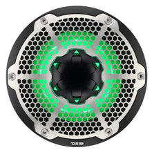 Load image into Gallery viewer, DS18 Hybrid Marine Speaker w/ Driver And RGB LEDs 10in 2-Way 450 Watts RMS 4 ohm Black w/ Cover - Back View