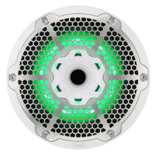 Load image into Gallery viewer, DS18 Hybrid Marine Speaker w/ Driver And RGB LEDs 10in 2-Way 450 Watts RMS 4 ohm White w/ Cover - Main Product View