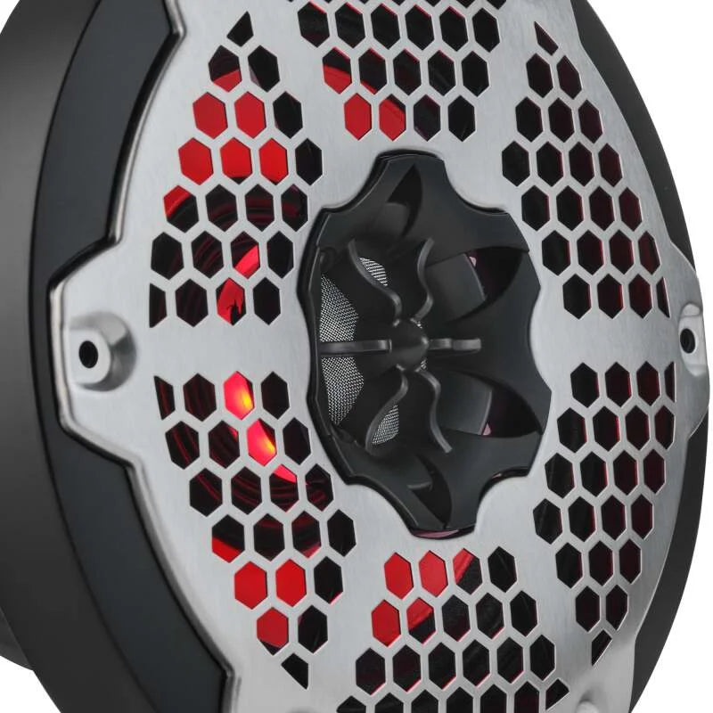 DS18 Hybrid Marine Speaker w/ Driver And RGB LEDs 6.5in 2-Way 250 Watts RMS 4 ohm Black w/ Covers - Main Product View
