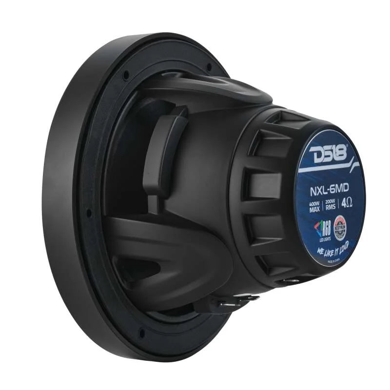 DS18 Hybrid Marine Speaker w/ Driver And RGB LEDs 6.5in 2-Way 250 Watts RMS 4 ohm Black w/ Covers - Installation View