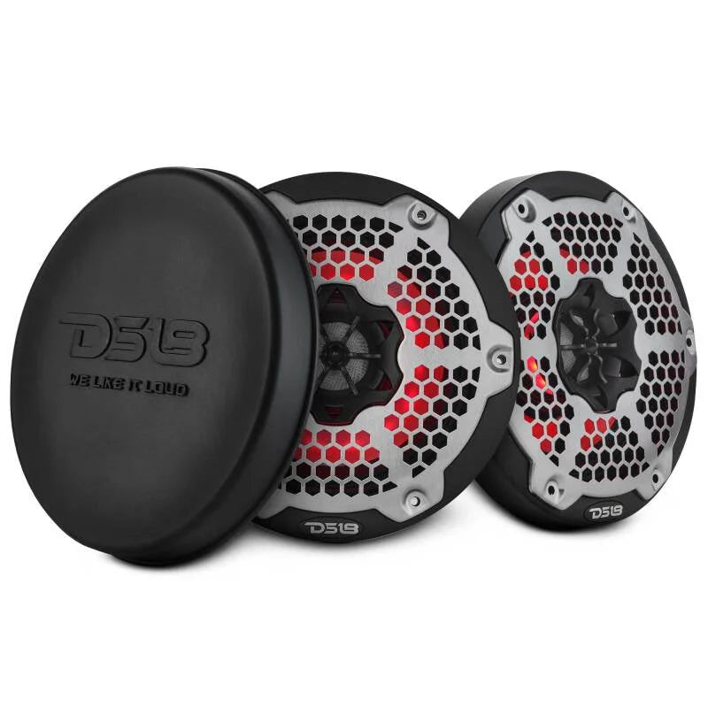 DS18 Hybrid Marine Speaker w/ Driver And RGB LEDs 6.5in 2-Way 250 Watts RMS 4 ohm Black w/ Covers - Additional View 8