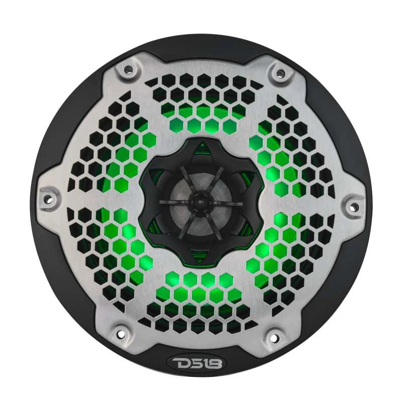 DS18 Hybrid Marine Speaker w/ Driver And RGB LEDs 6.5in 2-Way 250 Watts RMS 4 ohm Black w/ Covers - Additional View 9