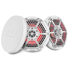 Load image into Gallery viewer, DS18 Hybrid Marine Speaker w/ Driver And RGB LEDs 6.5in 2-Way 250 Watts RMS 4 ohm White w/ Covers - Main Product View