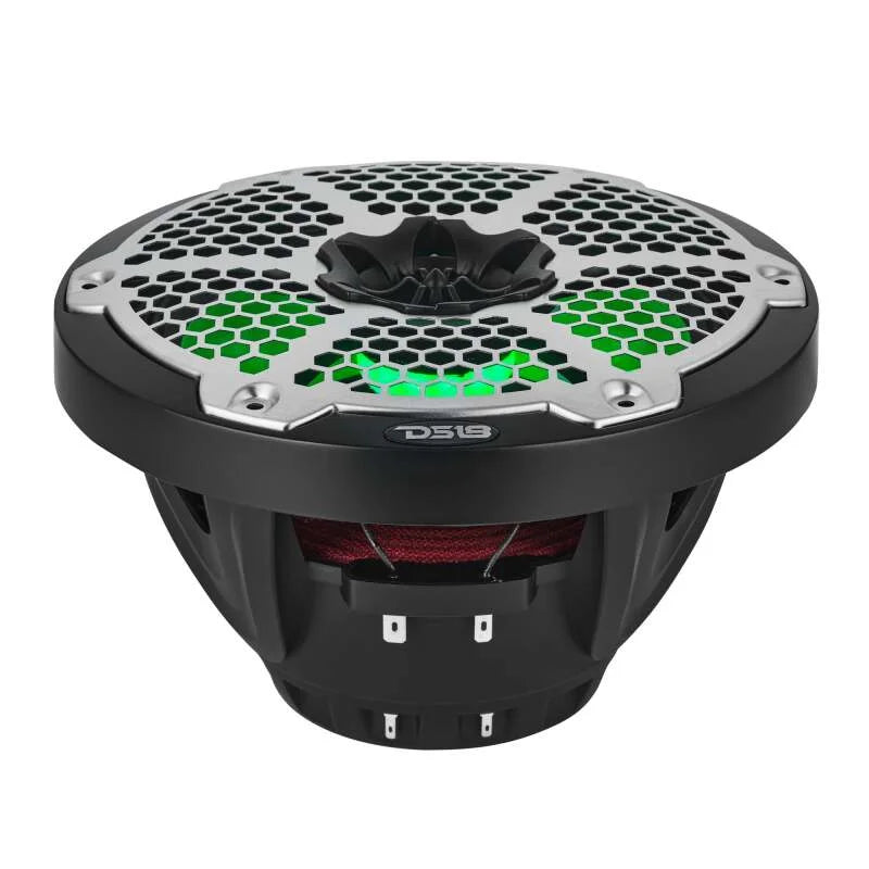 DS18 Hybrid Marine Speaker w/ Driver And RGB LEDs 8in 2-Way 350 Watts RMS 4 ohm Black w/ Covers - Additional View 5