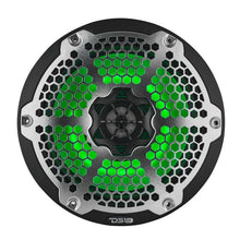 Load image into Gallery viewer, DS18 Hybrid Marine Speaker w/ Driver And RGB LEDs 8in 2-Way 350 Watts RMS 4 ohm Black w/ Covers - Additional View 6