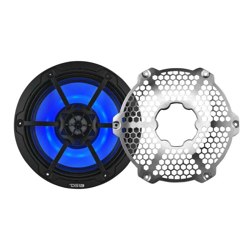 DS18 Hybrid Marine Speaker w/ Driver And RGB LEDs 8in 2-Way 350 Watts RMS 4 ohm Black w/ Covers - Additional View 11