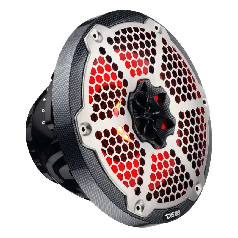 DS18 Hybrid Marine Speaker w/ Driver And RGB LEDs 8in 2-Way 350 Watts RMS 4 ohm Crbn Fiber w/ Cover - Additional View 5