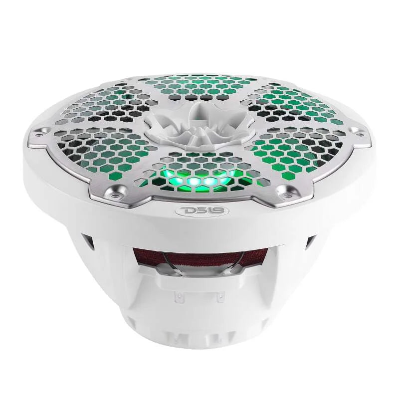 DS18 Hybrid Marine Speaker w/ Driver And RGB LEDs 8in 2-Way 350 Watts RMS 4 ohm White w/ Covers - Installation View