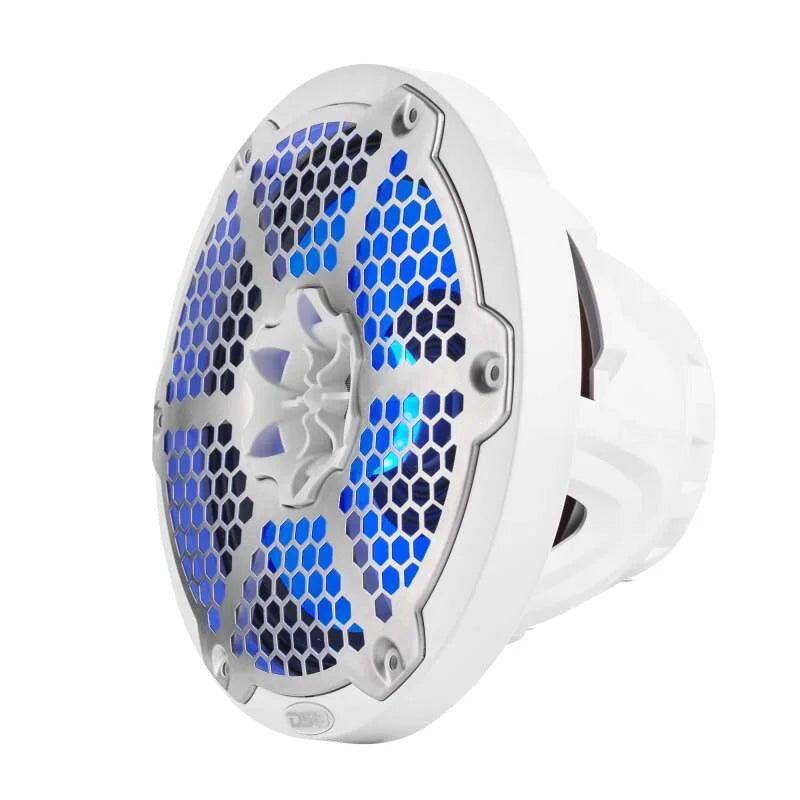 DS18 Hybrid Marine Speaker w/ Driver And RGB LEDs 8in 2-Way 350 Watts RMS 4 ohm White w/ Covers - Additional View 5